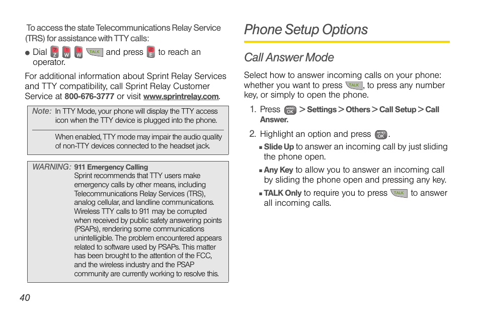 Phone setup options, Call answer mode | Sprint Nextel LG Remarq UG_9a_070709 User Manual | Page 50 / 143