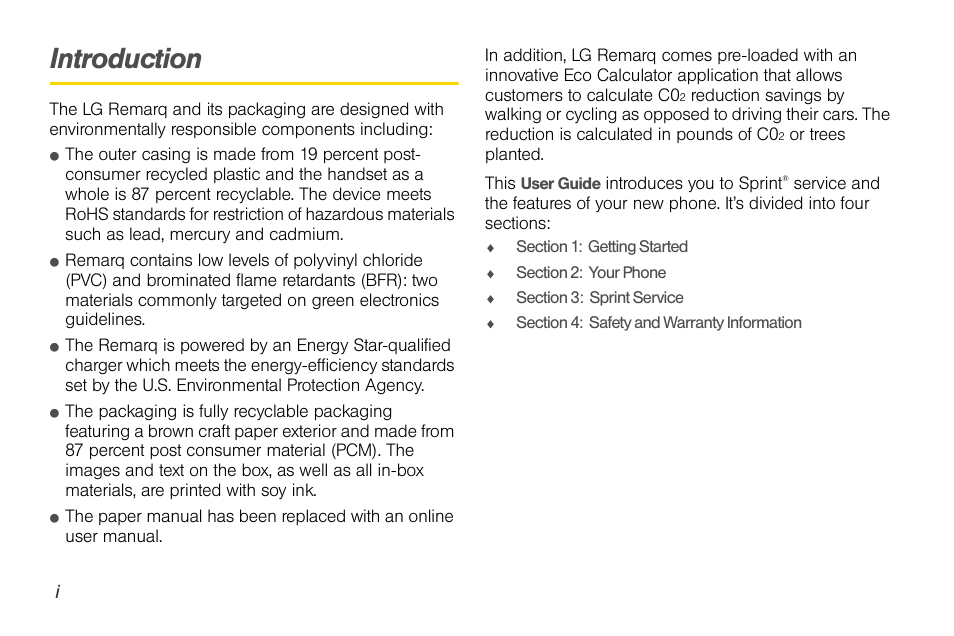 Introduction | Sprint Nextel LG Remarq UG_9a_070709 User Manual | Page 6 / 143