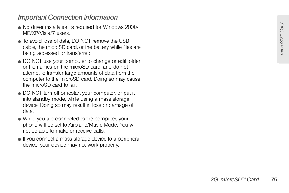 Important connection information | Sprint Nextel LG Remarq UG_9a_070709 User Manual | Page 85 / 143