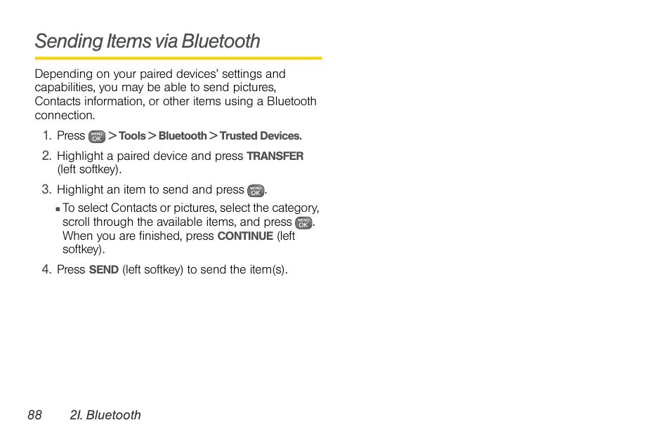 Sending items via bluetooth | Sprint Nextel LG Remarq UG_9a_070709 User Manual | Page 98 / 143