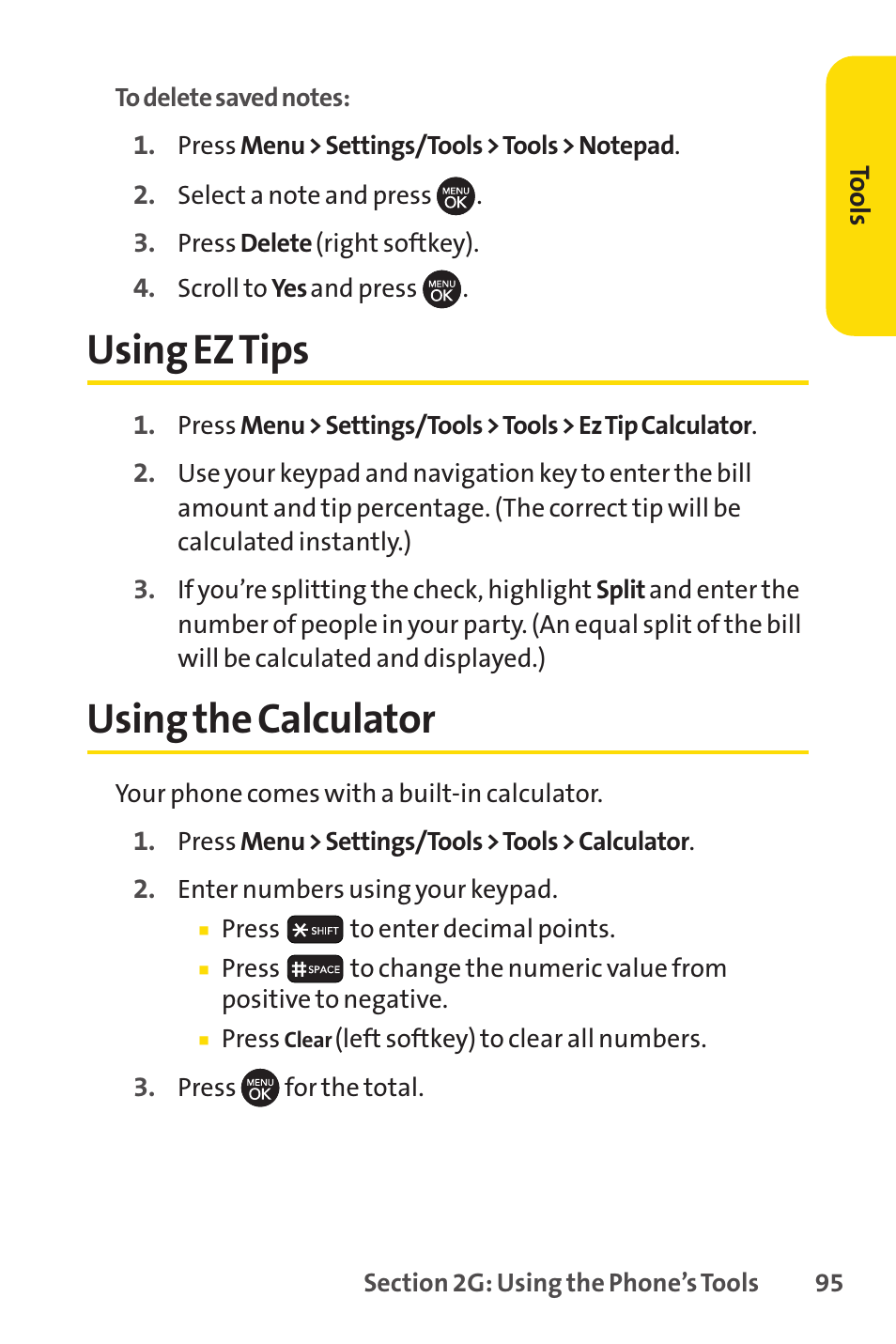 Using ez tips, Using the calculator, Using ez tips using the calculator | Sprint Nextel H 11/07 User Manual | Page 112 / 219