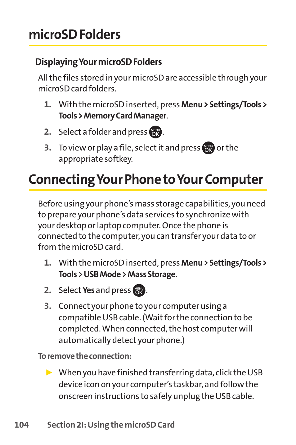 Microsd folders, Connecting your phone to you, Connectingyour phone to your computer | Sprint Nextel H 11/07 User Manual | Page 121 / 219