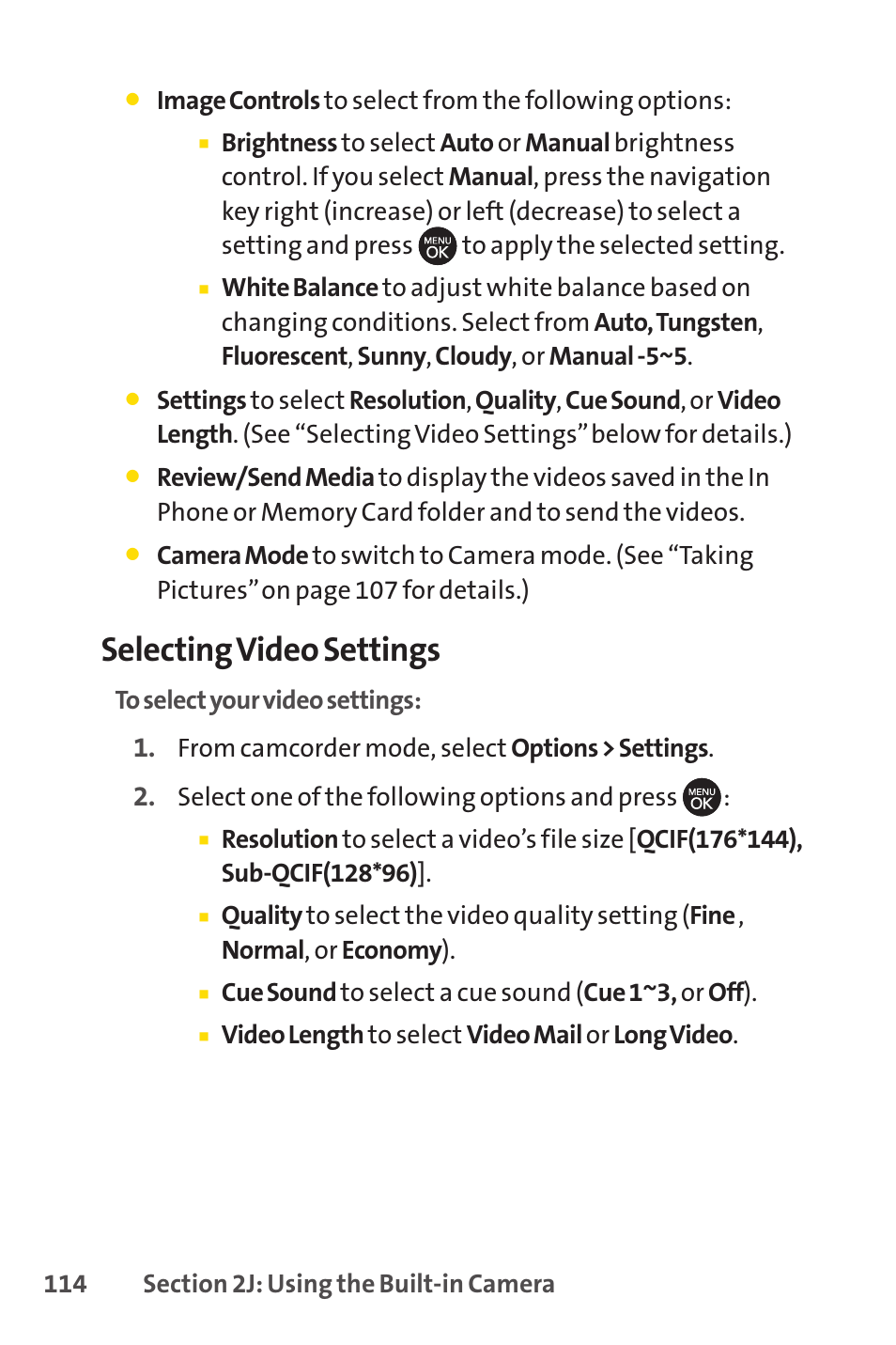 Selecting video settings | Sprint Nextel H 11/07 User Manual | Page 131 / 219