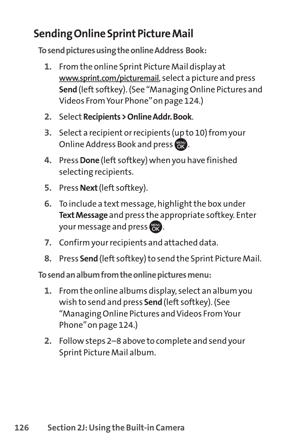 Sending online sprint picture mail | Sprint Nextel H 11/07 User Manual | Page 143 / 219