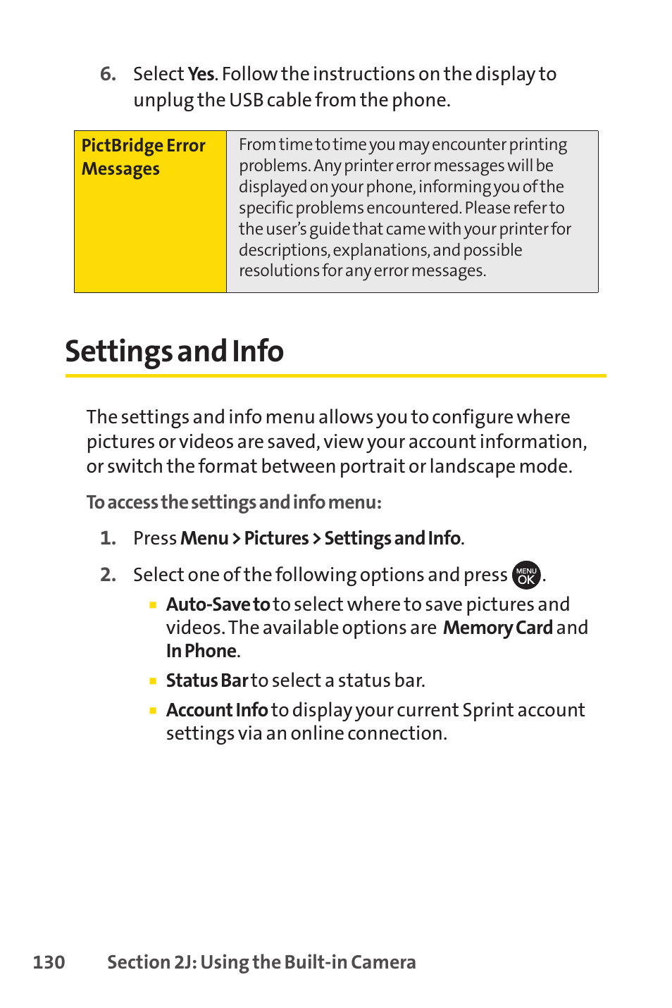 Settings and info | Sprint Nextel H 11/07 User Manual | Page 147 / 219