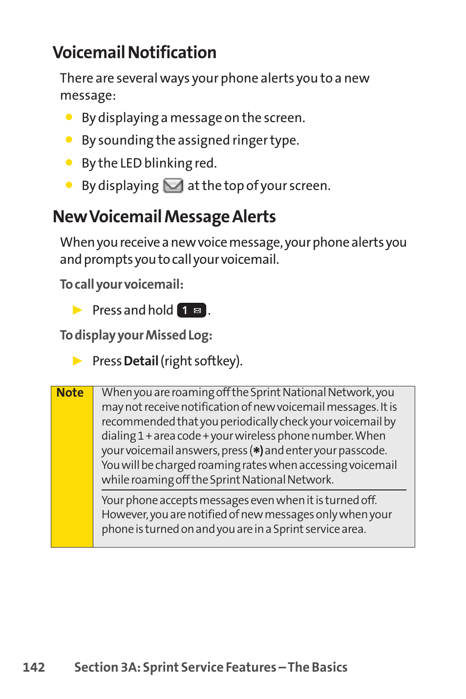 Voicemail notification, New voicemail message alerts | Sprint Nextel H 11/07 User Manual | Page 159 / 219