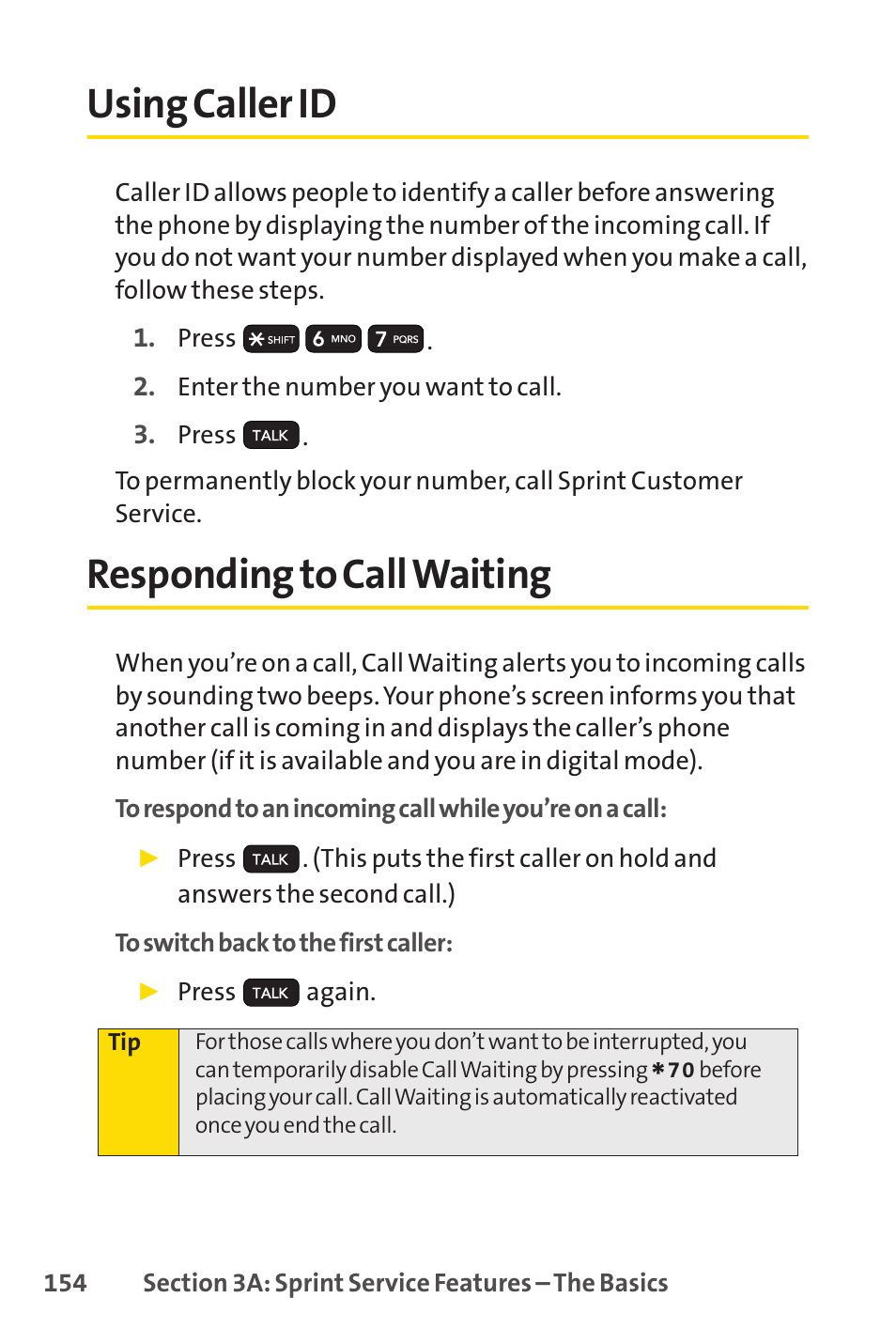 Using caller id, Responding to call waiting, Using caller id responding to call waiting | Sprint Nextel H 11/07 User Manual | Page 171 / 219