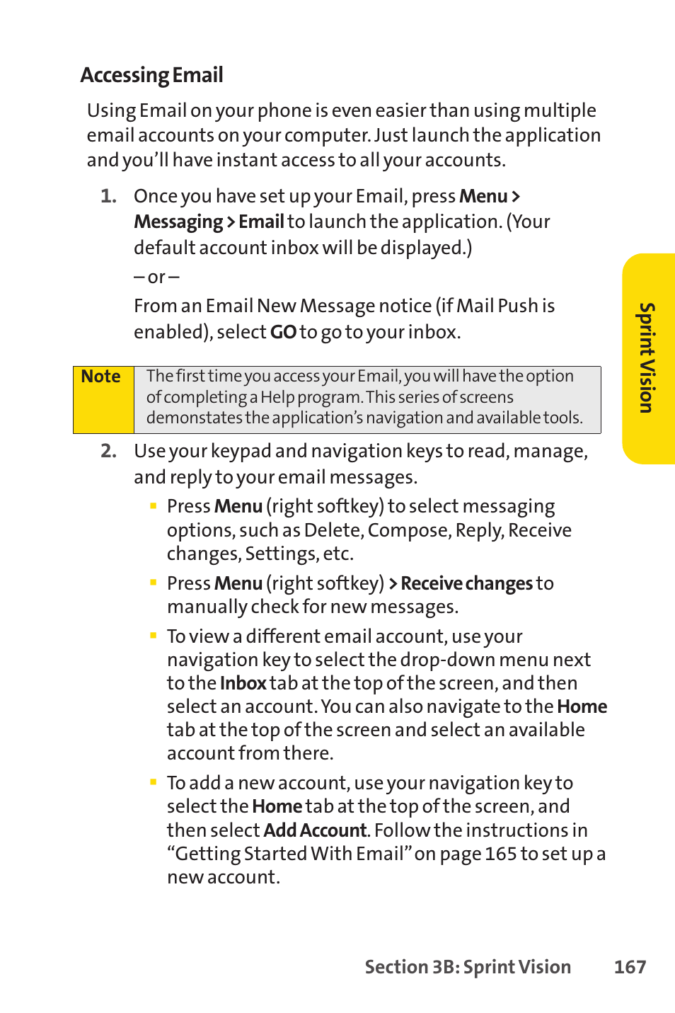 Accessing email | Sprint Nextel H 11/07 User Manual | Page 184 / 219