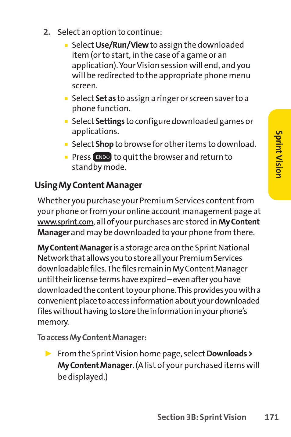 Using my content manager | Sprint Nextel H 11/07 User Manual | Page 188 / 219