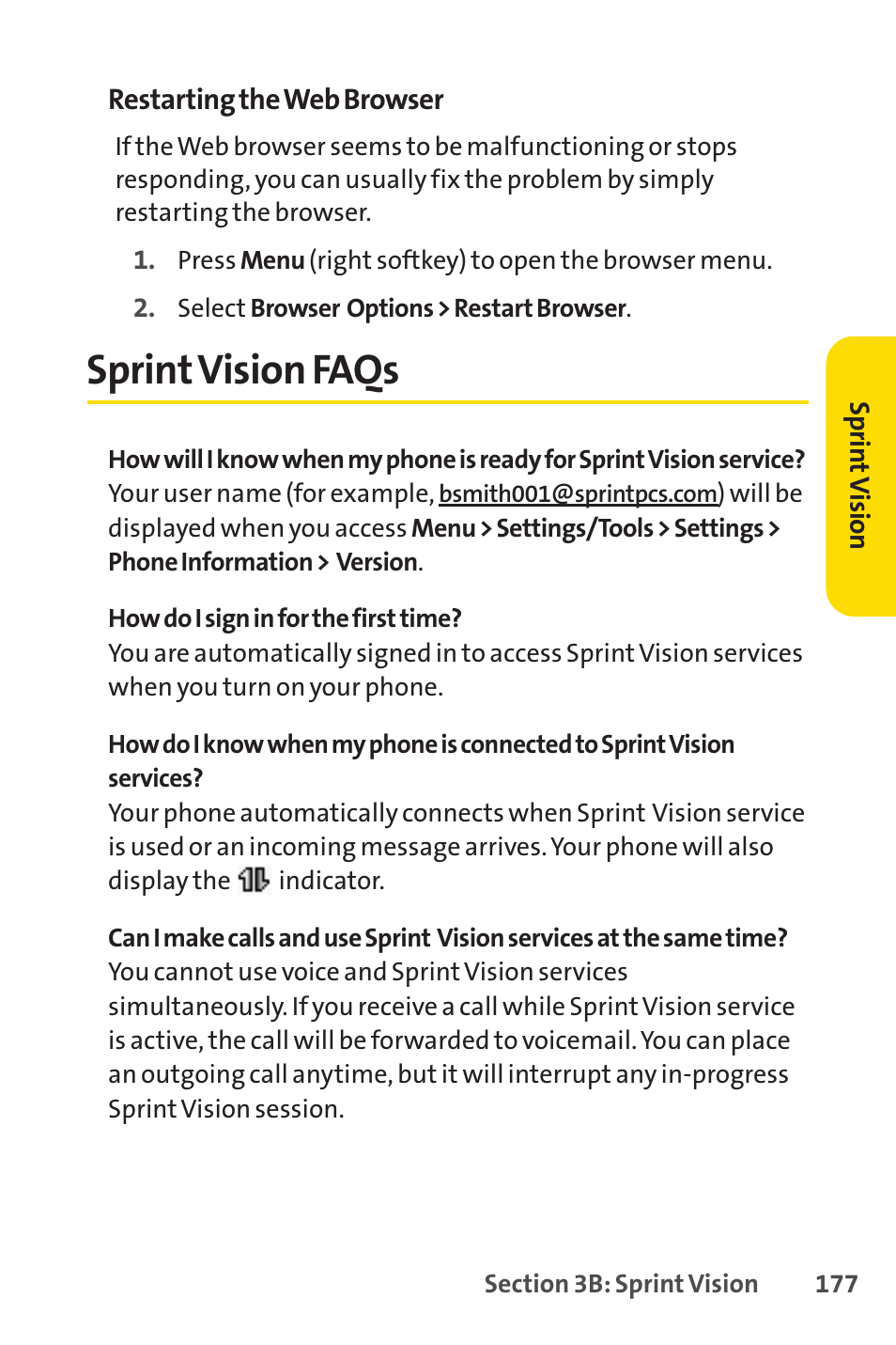 Sprint vision faqs, Sprintvision faqs | Sprint Nextel H 11/07 User Manual | Page 194 / 219