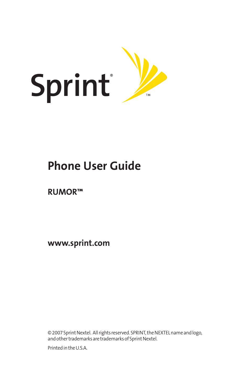 Phone user guide | Sprint Nextel H 11/07 User Manual | Page 2 / 219