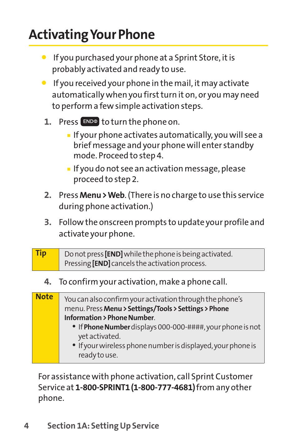Activating your phone | Sprint Nextel H 11/07 User Manual | Page 21 / 219
