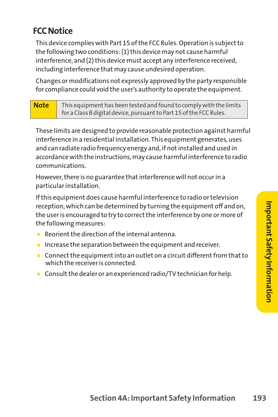 Fcc notice | Sprint Nextel H 11/07 User Manual | Page 210 / 219