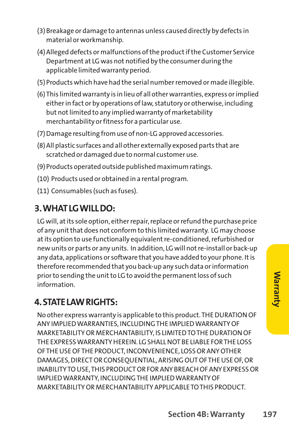 Whatlgwill do, State law rights, War ra n ty | Sprint Nextel H 11/07 User Manual | Page 214 / 219