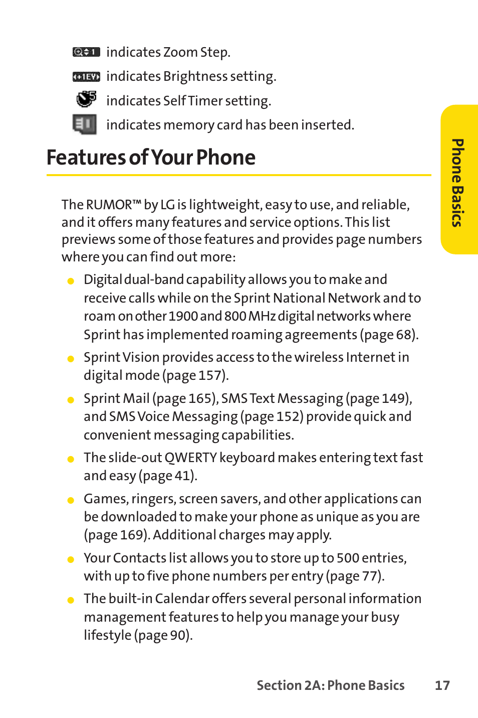 Features of your phone, Ph on e b as ics | Sprint Nextel H 11/07 User Manual | Page 34 / 219