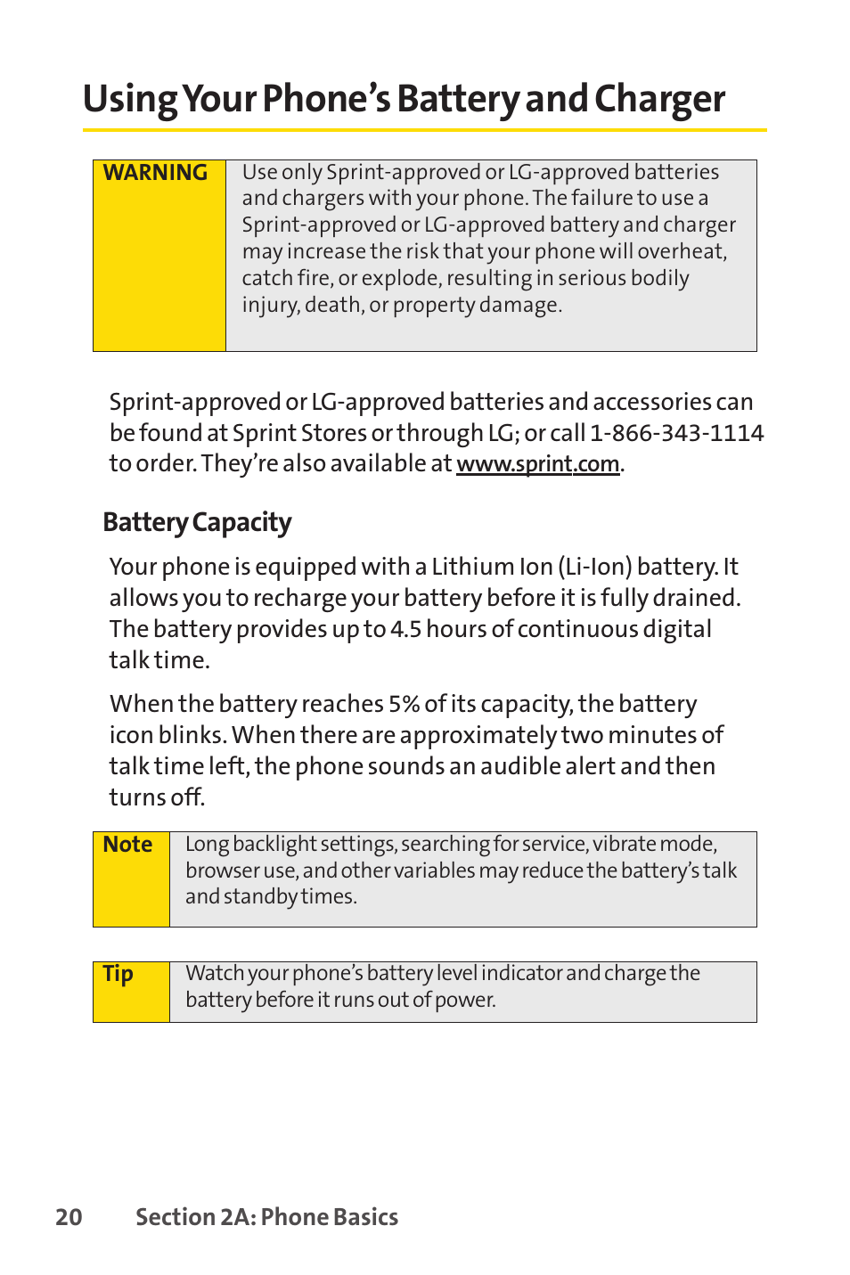 Using your phone’s battery a, Using your phone’s battery and charger | Sprint Nextel H 11/07 User Manual | Page 37 / 219