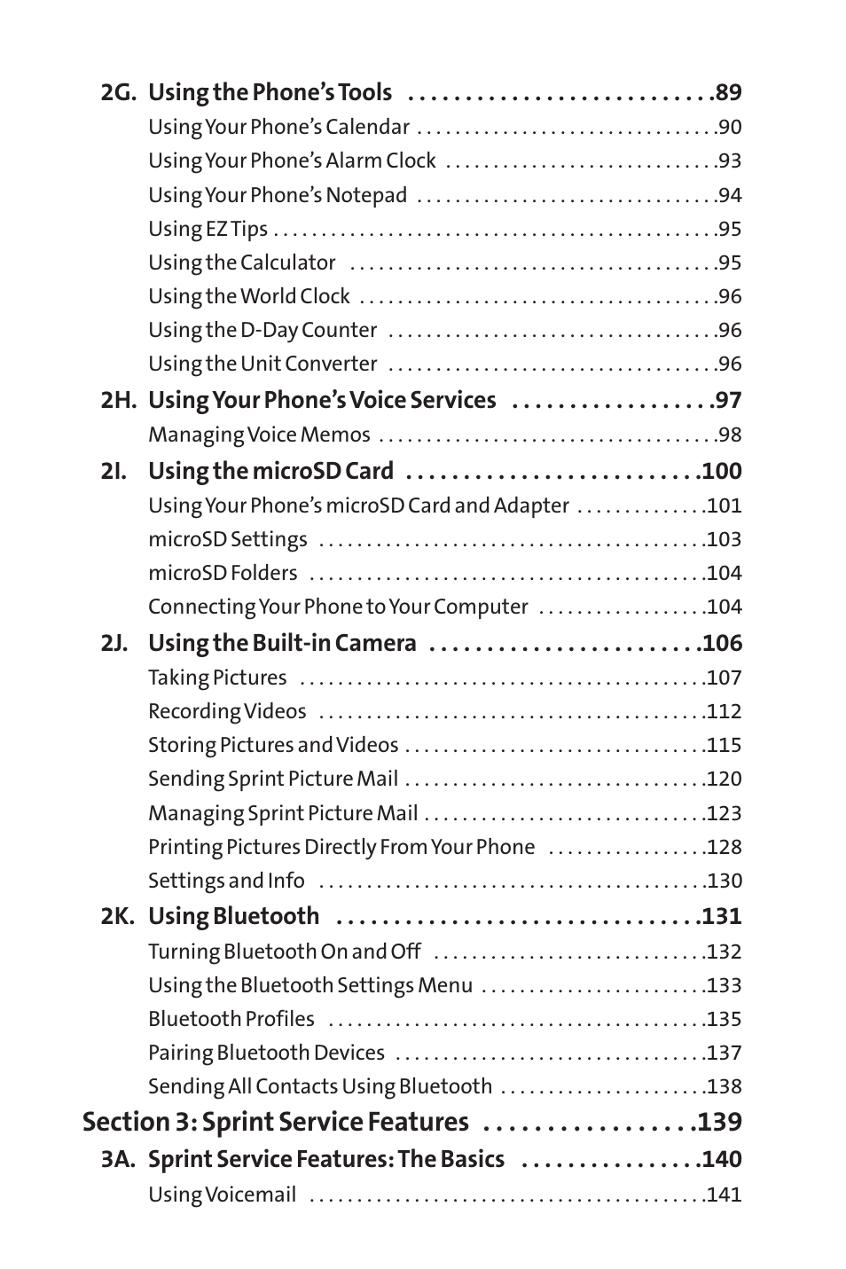 Sec tion 3: sprint service features | Sprint Nextel H 11/07 User Manual | Page 5 / 219