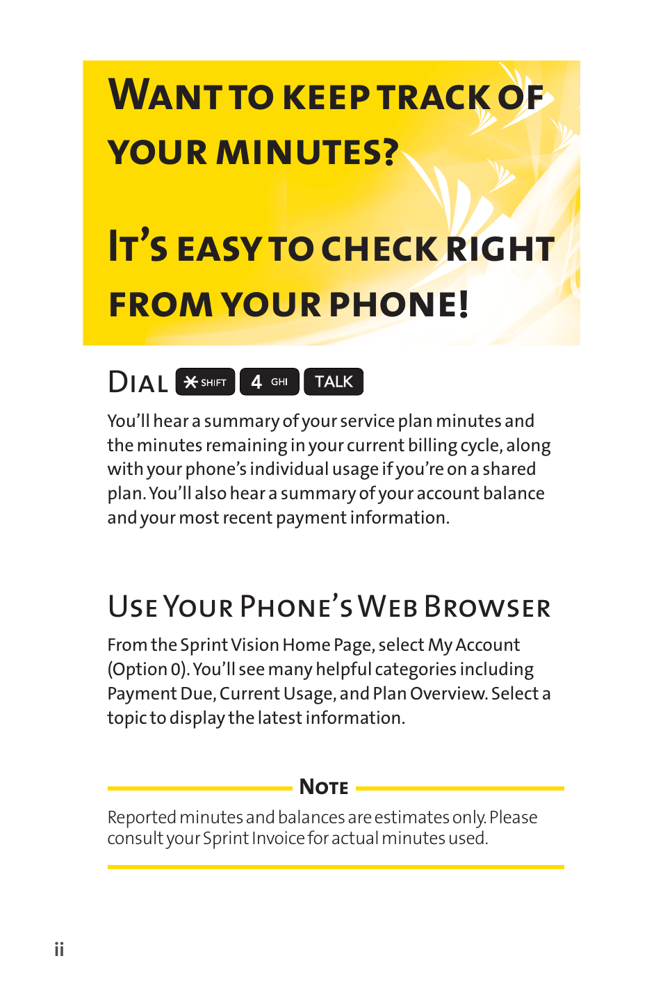 Dial, Use your phone’s web browser | Sprint Nextel H 11/07 User Manual | Page 9 / 219