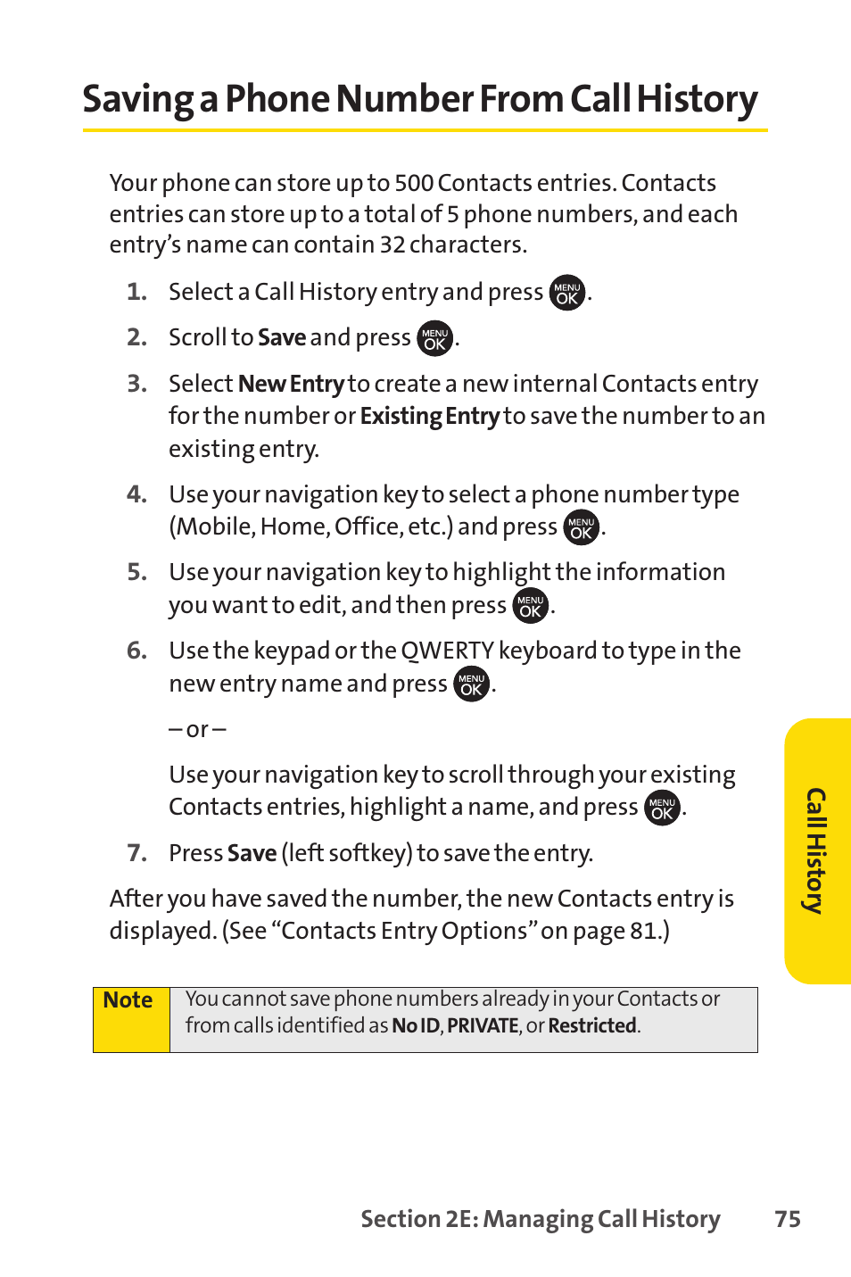 Saving a phone number from c, Saving a phone number from call history | Sprint Nextel H 11/07 User Manual | Page 92 / 219
