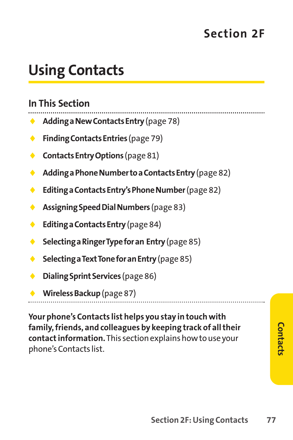 Using contacts | Sprint Nextel H 11/07 User Manual | Page 94 / 219