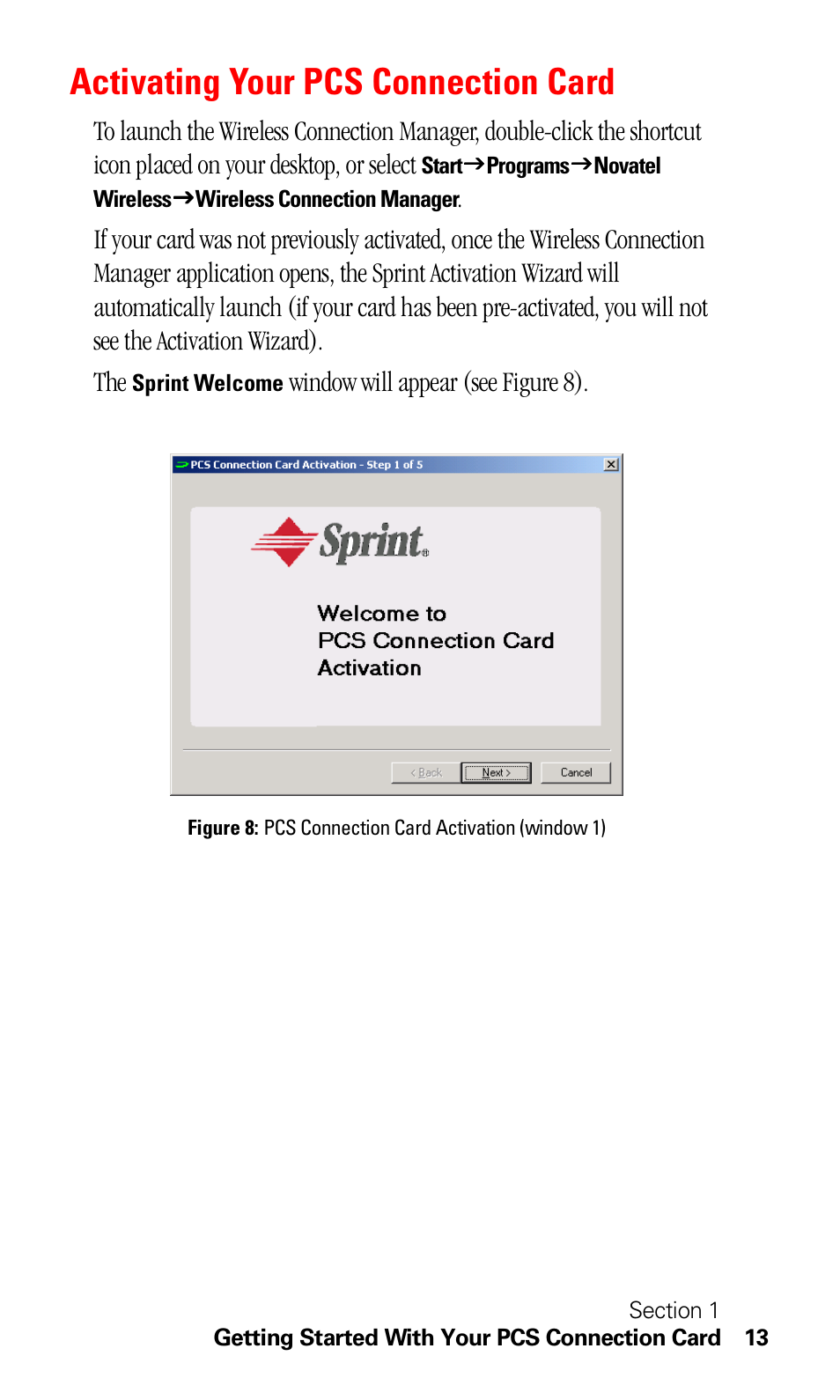 Activating your pcs connection card | Sprint Nextel C201 User Manual | Page 17 / 92