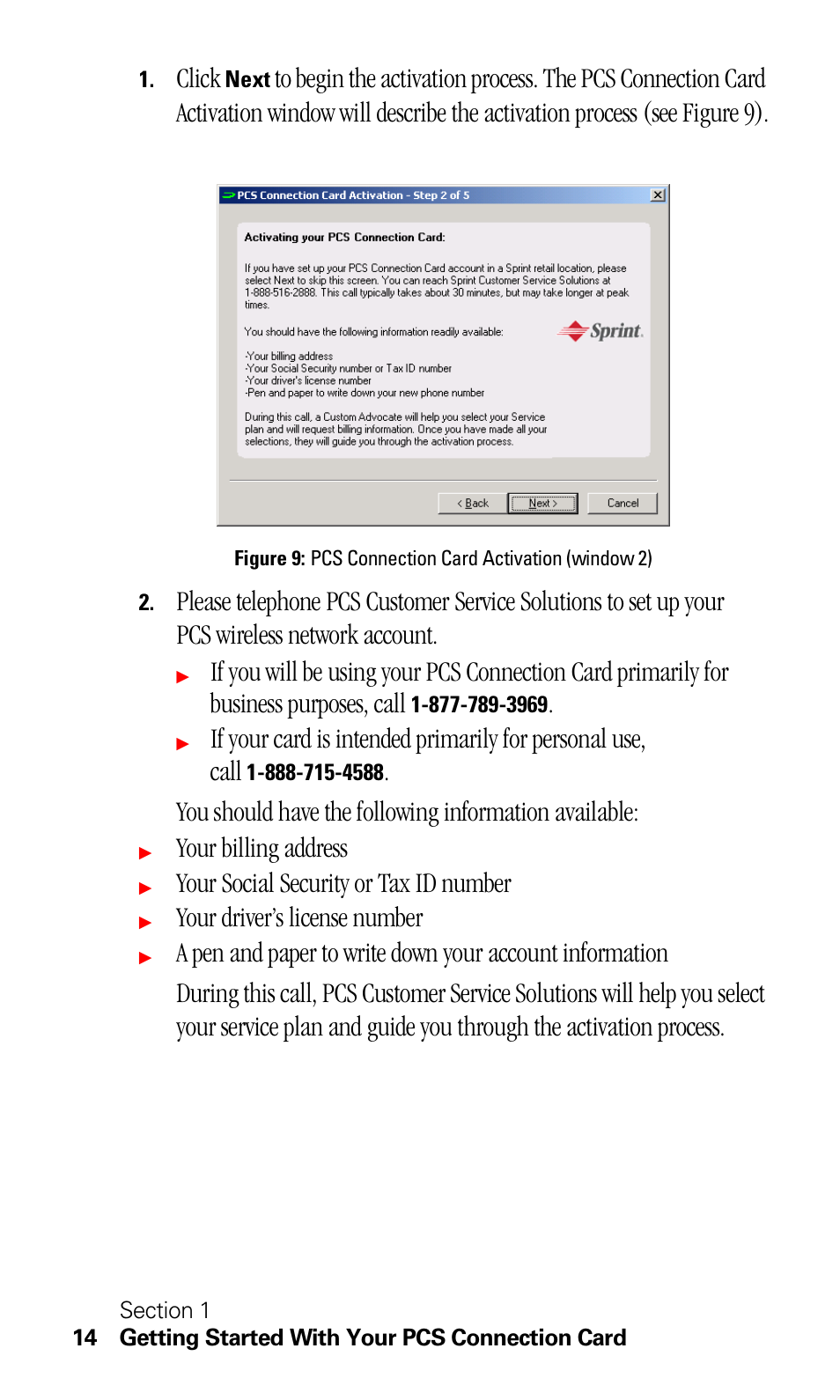 Click, Your billing address, Your social security or tax id number | Your driver’s license number | Sprint Nextel C201 User Manual | Page 18 / 92