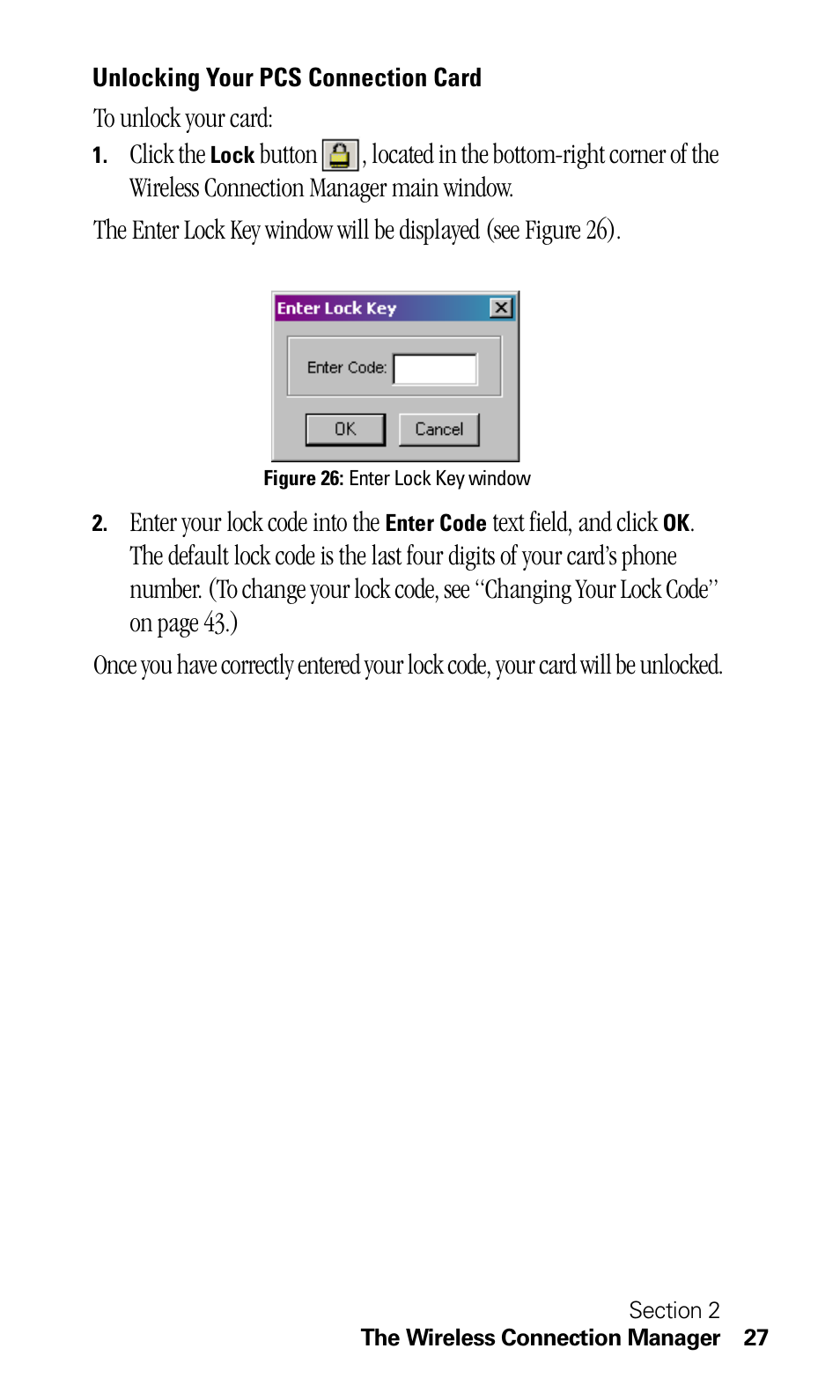 Unlocking your pcs connection card | Sprint Nextel C201 User Manual | Page 31 / 92