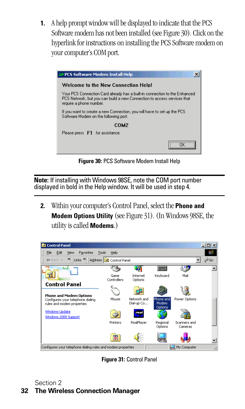 Within your computer’s control panel, select the | Sprint Nextel C201 User Manual | Page 36 / 92