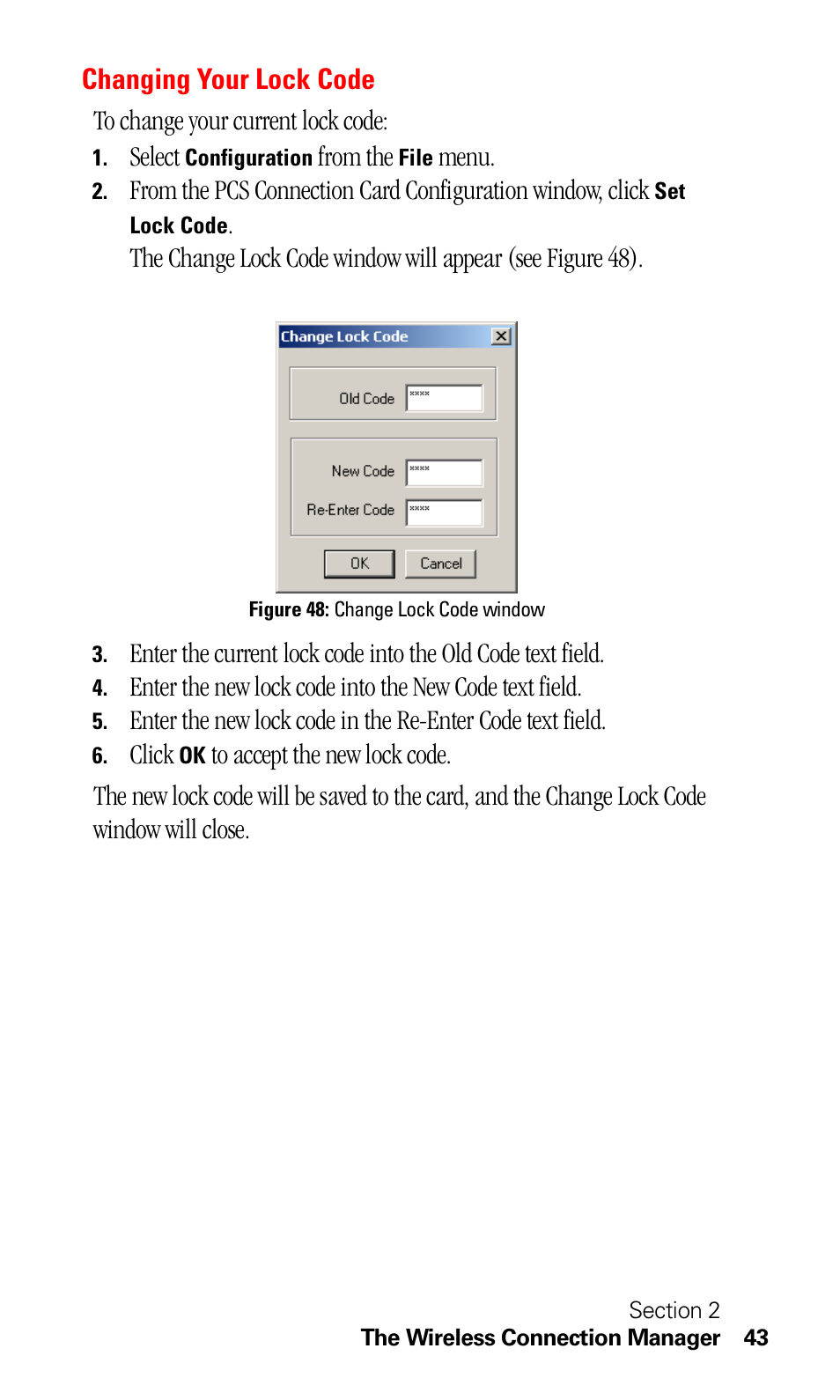 Changing your lock code | Sprint Nextel C201 User Manual | Page 47 / 92