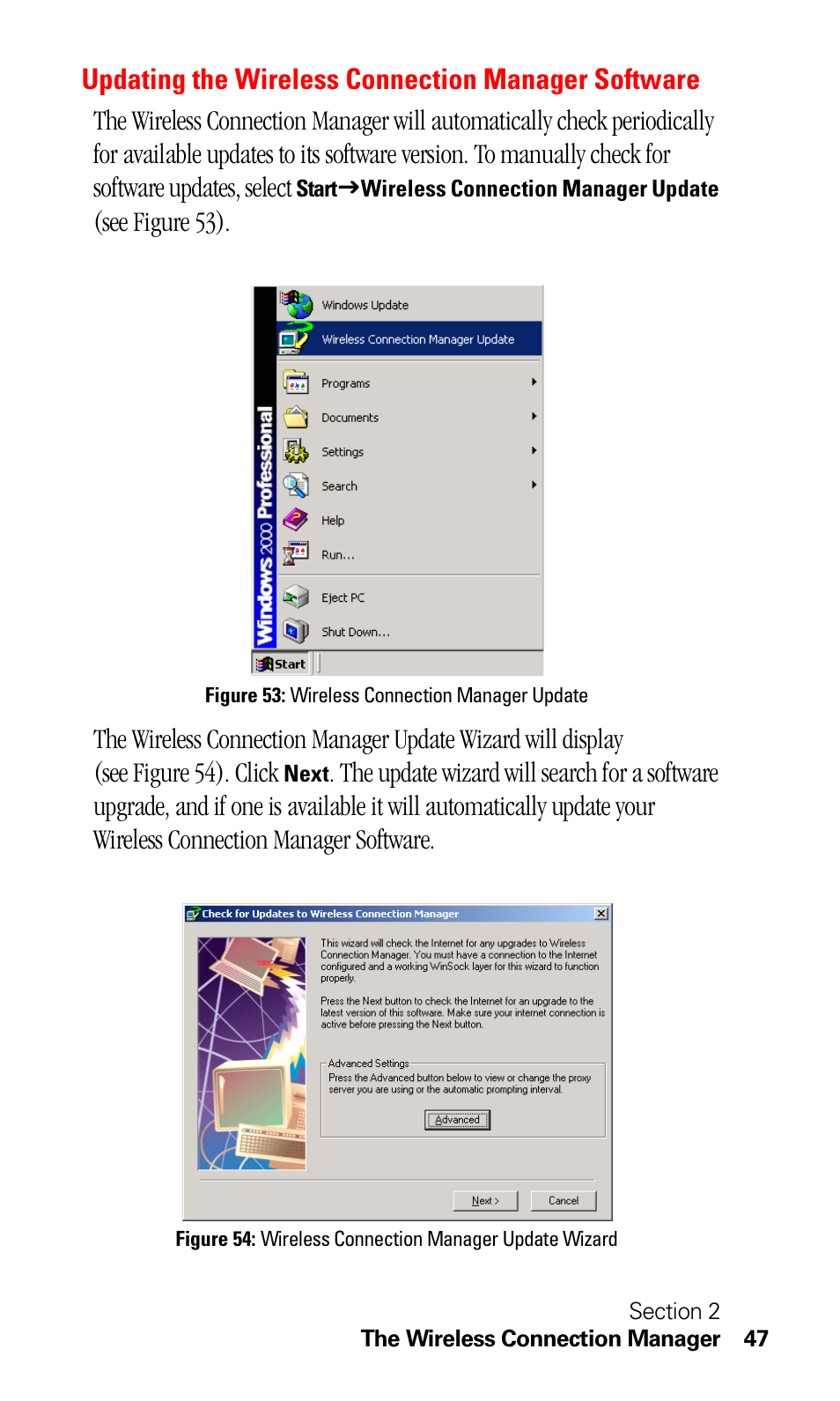 Updating the wireless connection manager software | Sprint Nextel C201 User Manual | Page 51 / 92