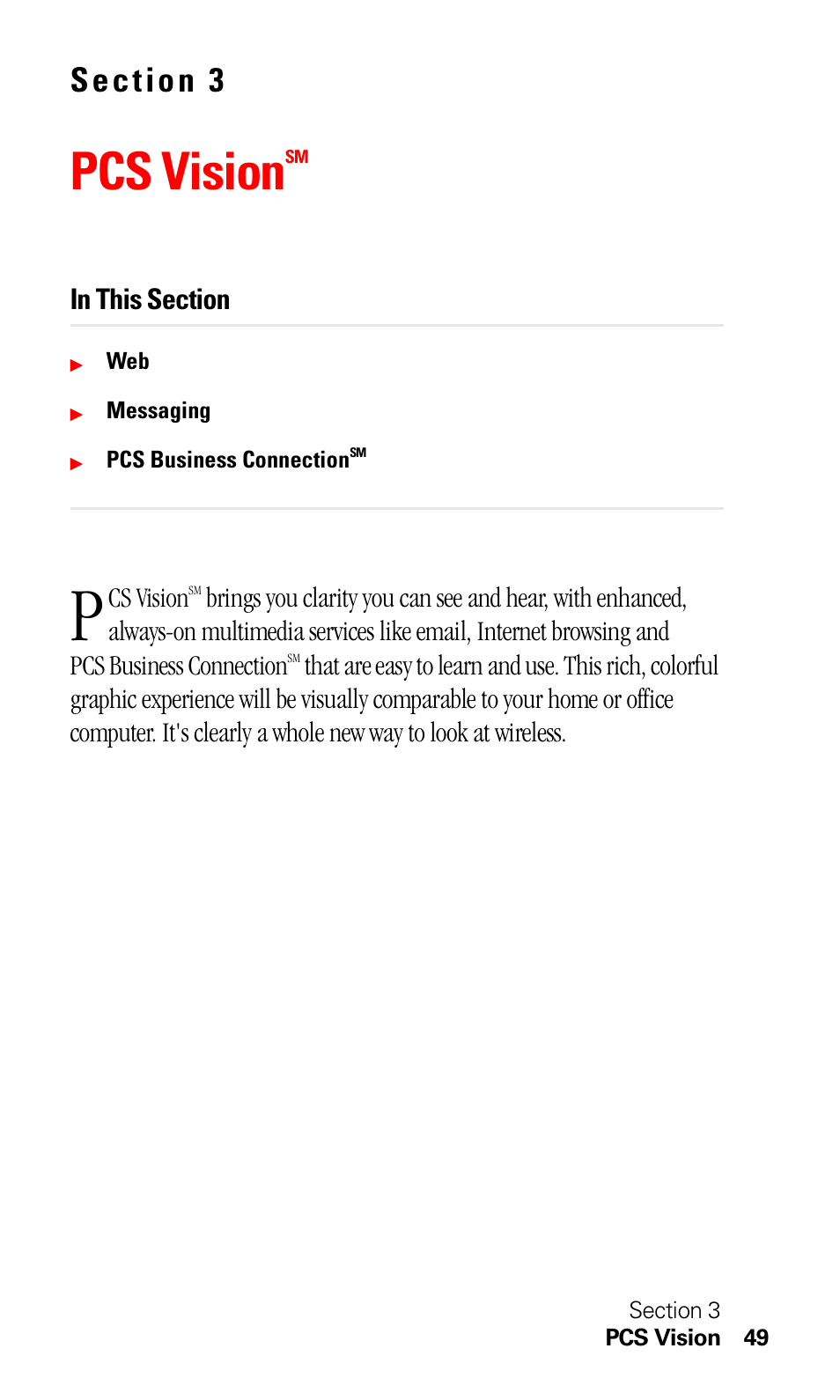 Pcs visionsm, Pcs vision | Sprint Nextel C201 User Manual | Page 53 / 92