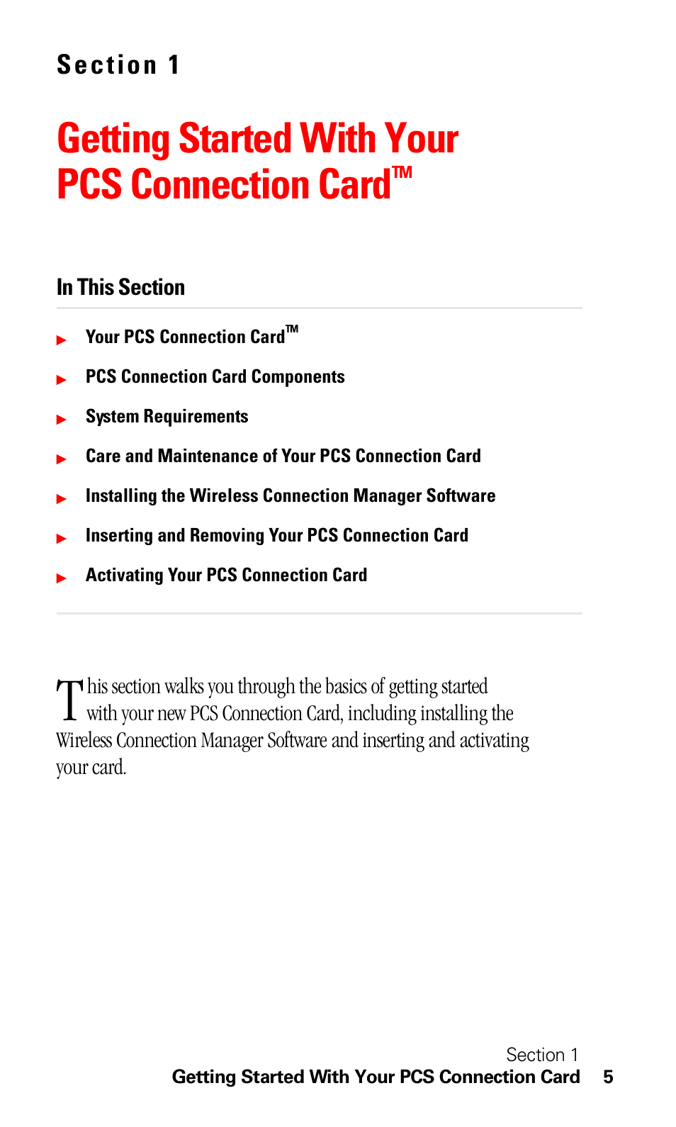Getting started with your pcs connection cardtm, Getting started with your pcs connection card | Sprint Nextel C201 User Manual | Page 9 / 92