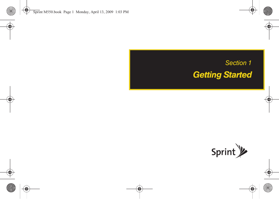 Getting started, Section 1: getting started | Samsung SPH-M550ZKASPR User Manual | Page 15 / 224