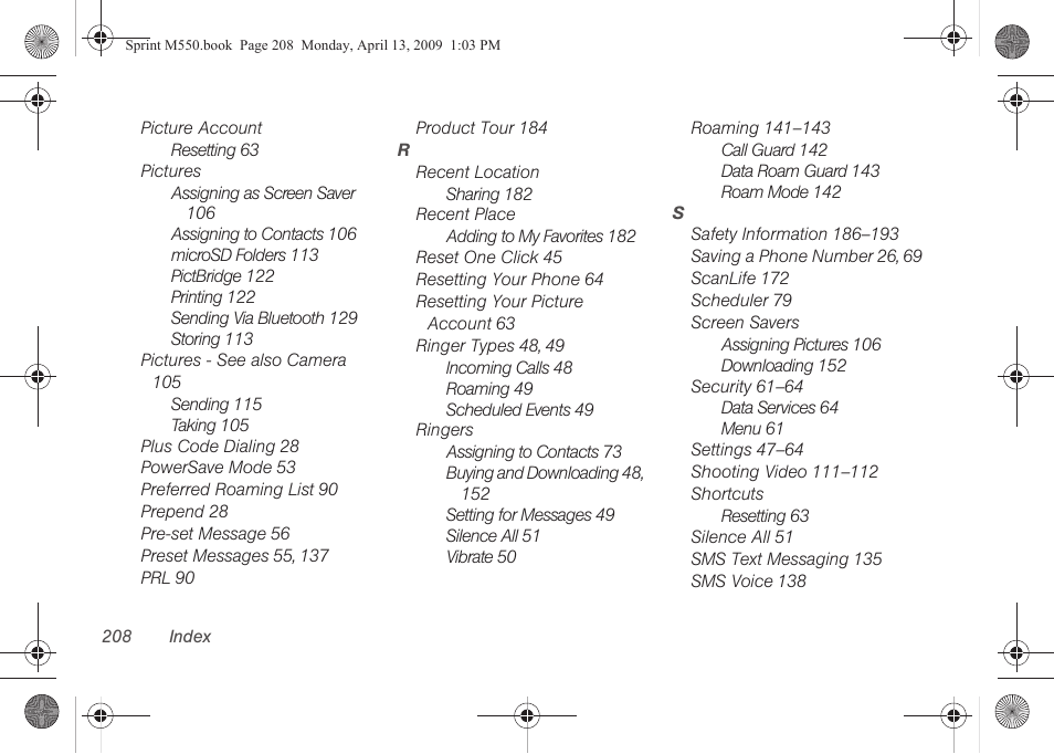 Samsung SPH-M550ZKASPR User Manual | Page 222 / 224