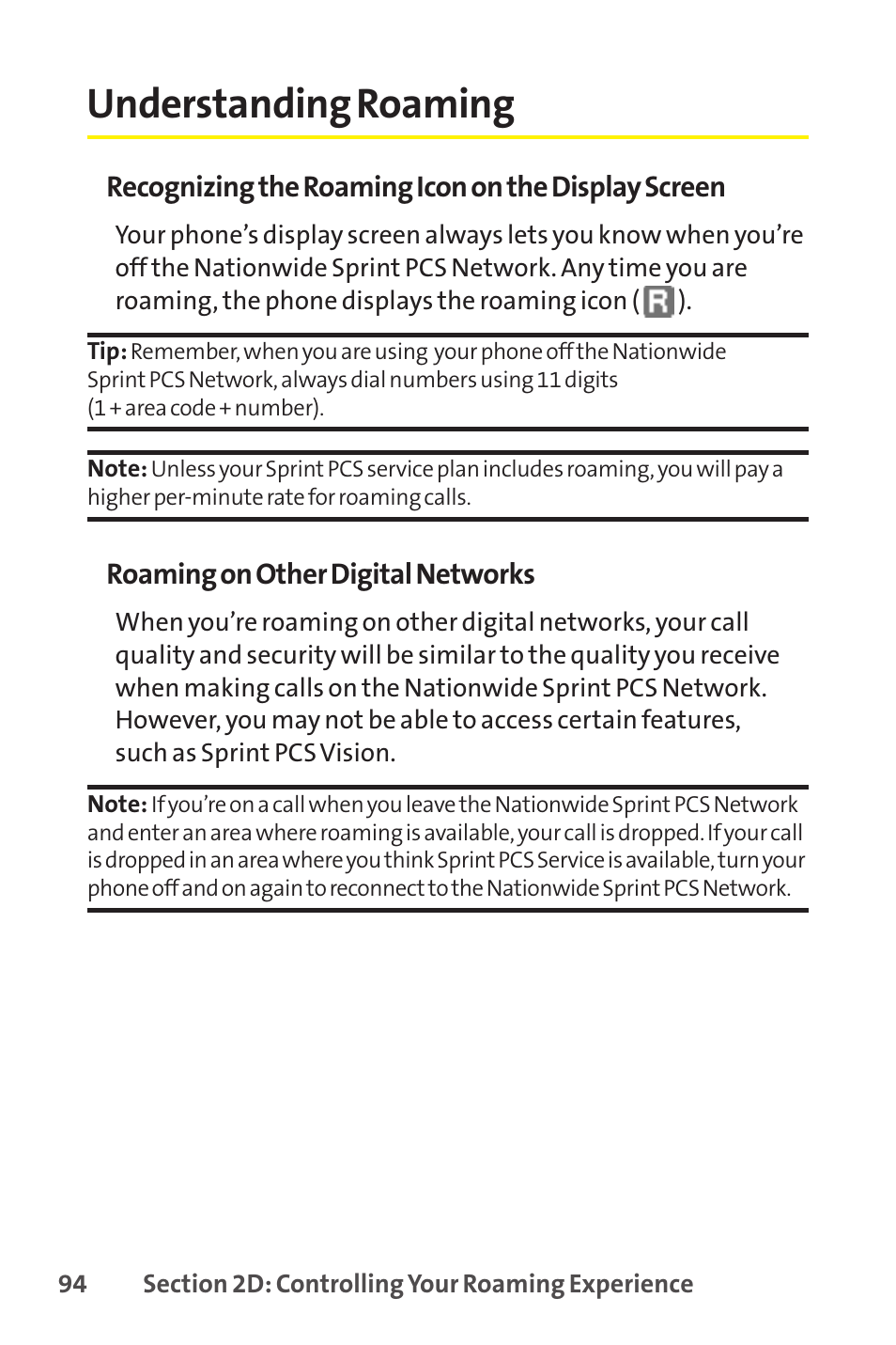 Understanding roaming | Sprint Nextel SCP-8400 User Manual | Page 110 / 282