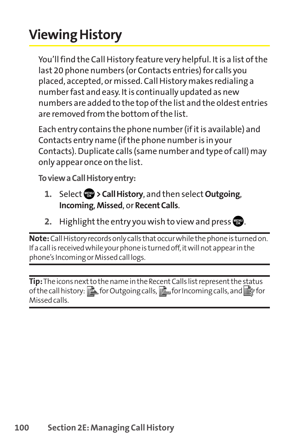 Viewing history | Sprint Nextel SCP-8400 User Manual | Page 116 / 282