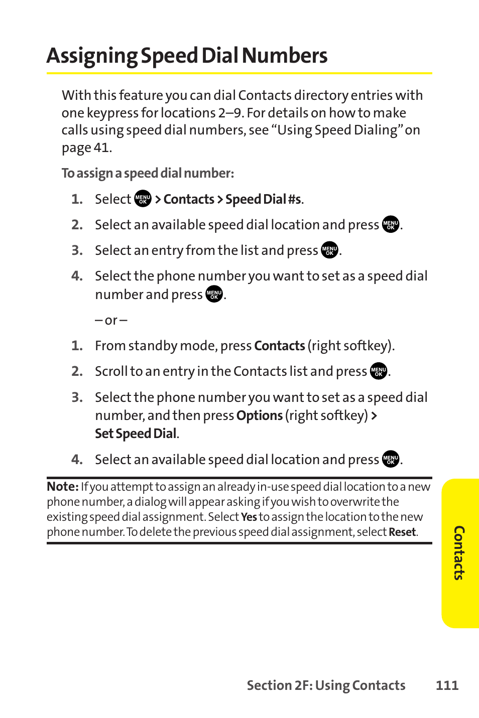 Assigning speed dial numbers | Sprint Nextel SCP-8400 User Manual | Page 127 / 282