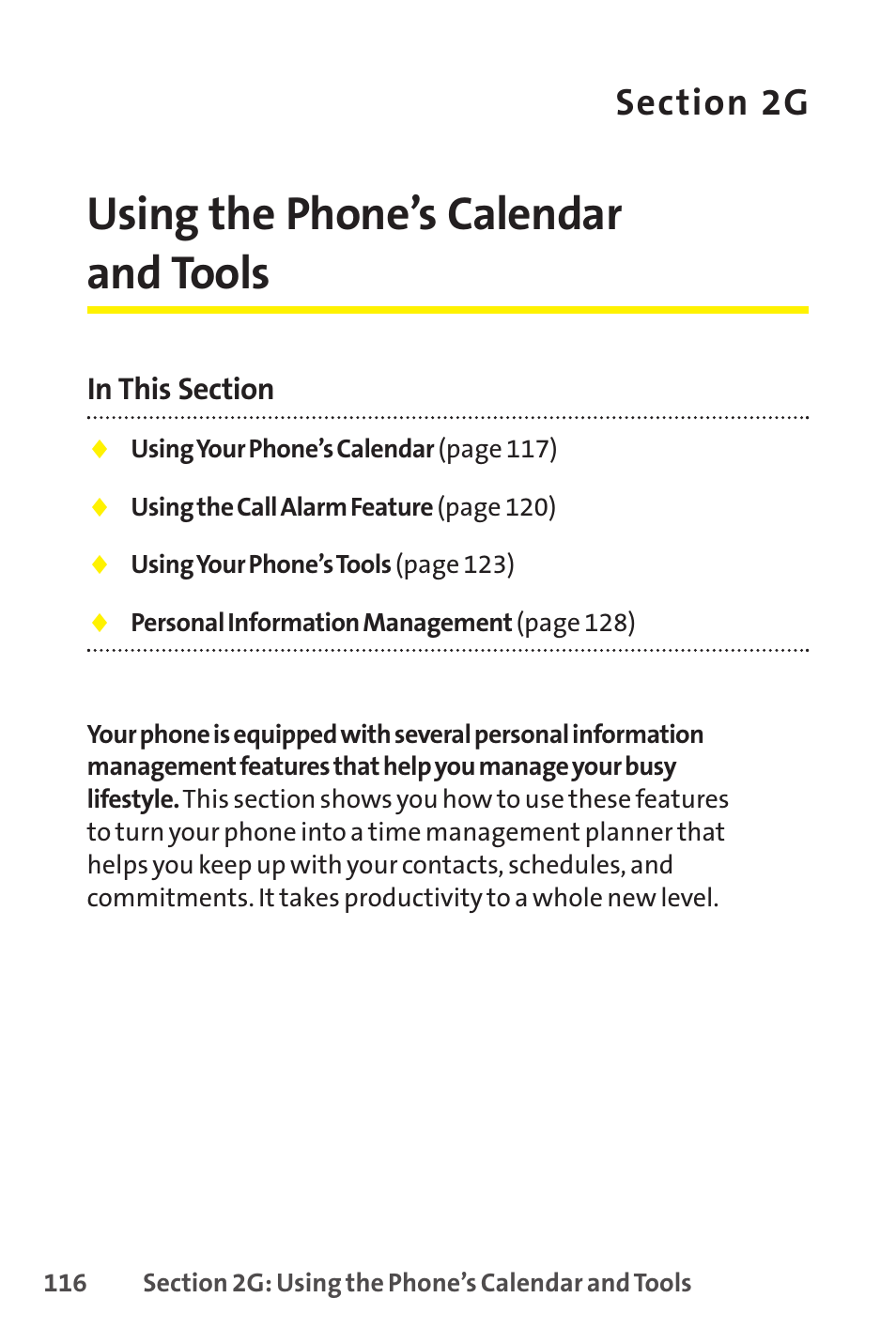 2g. using the phone ’s calendar and tools, 2g. using the phone’s calendar and tools, Using the phone’s calendar and tools | Sprint Nextel SCP-8400 User Manual | Page 132 / 282