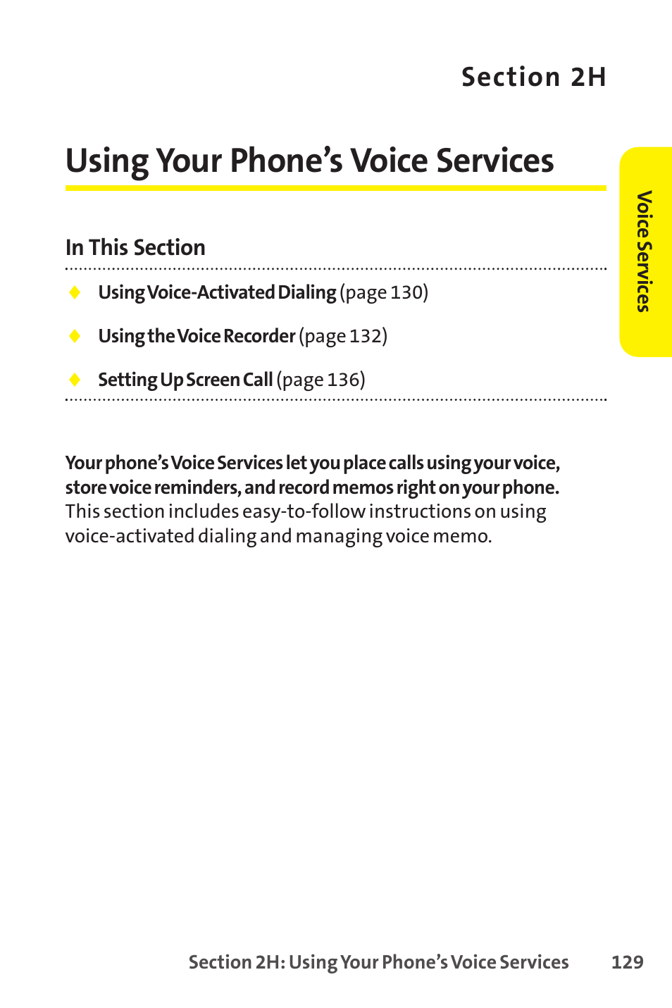 2h. using your phone ’s voice services, 2h. using your phone’s voice services, Using your phone’s voice services | Sprint Nextel SCP-8400 User Manual | Page 145 / 282