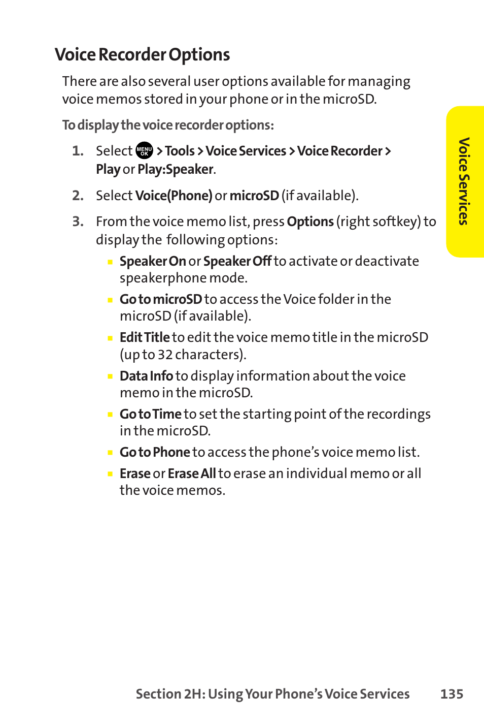 Voice recorder options | Sprint Nextel SCP-8400 User Manual | Page 151 / 282