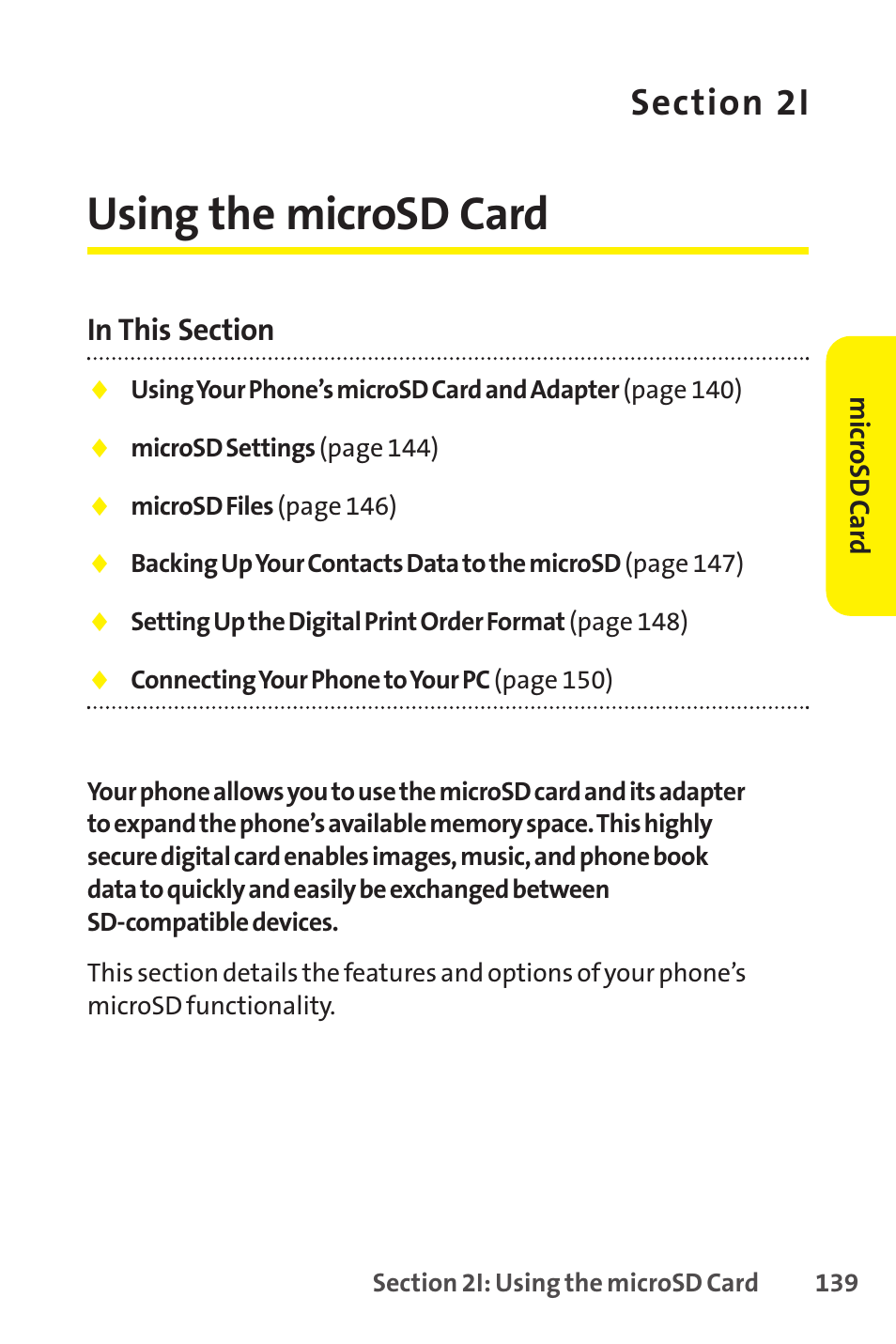 2i. using the microsd card, Using the microsd card | Sprint Nextel SCP-8400 User Manual | Page 155 / 282