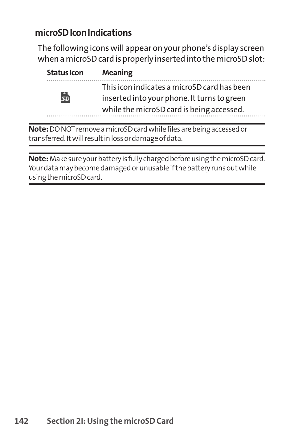 Microsd icon indications | Sprint Nextel SCP-8400 User Manual | Page 158 / 282