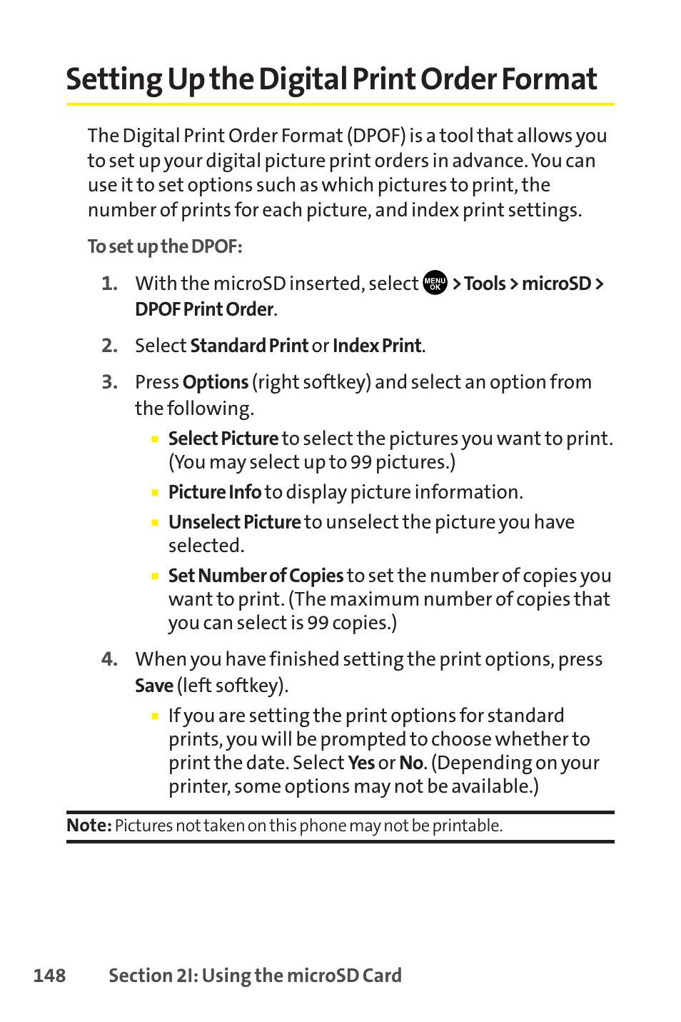 Setting up the digital print order format | Sprint Nextel SCP-8400 User Manual | Page 164 / 282