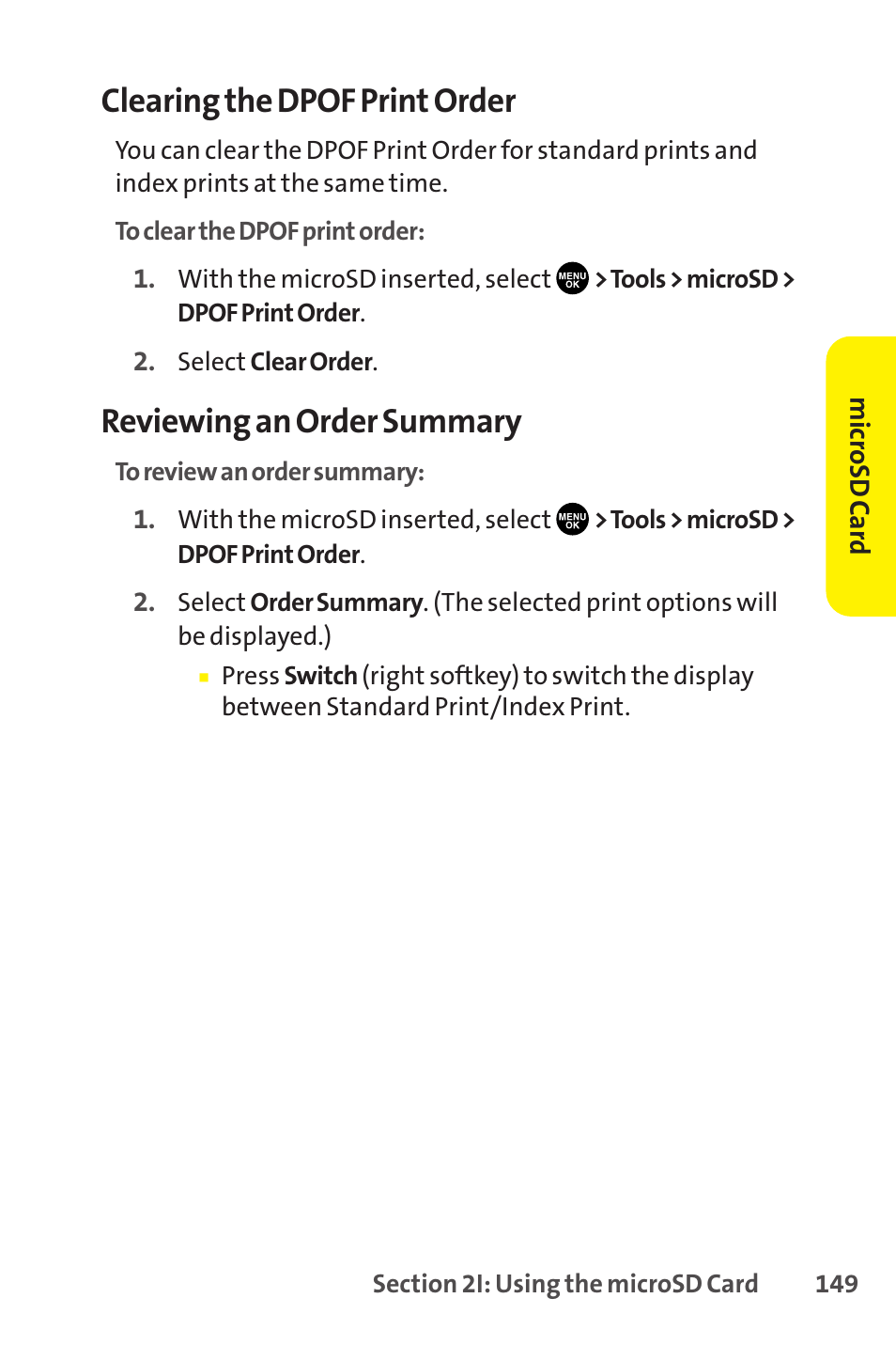 Clearing the dpof print order, Reviewing an order summary | Sprint Nextel SCP-8400 User Manual | Page 165 / 282