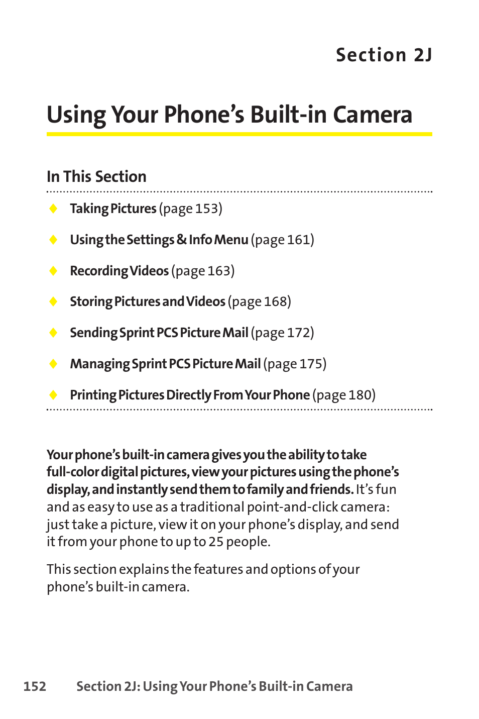 2j. using your phone ’s built-in camera, 2j. using your phone’s built-in camera, Using your phone’s built-in camera | Sprint Nextel SCP-8400 User Manual | Page 168 / 282