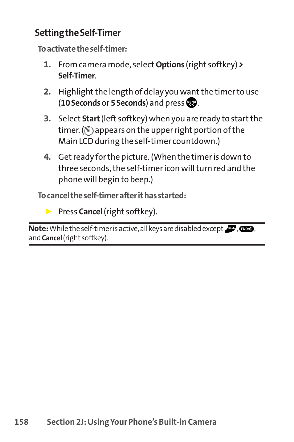 Setting the self-timer | Sprint Nextel SCP-8400 User Manual | Page 174 / 282