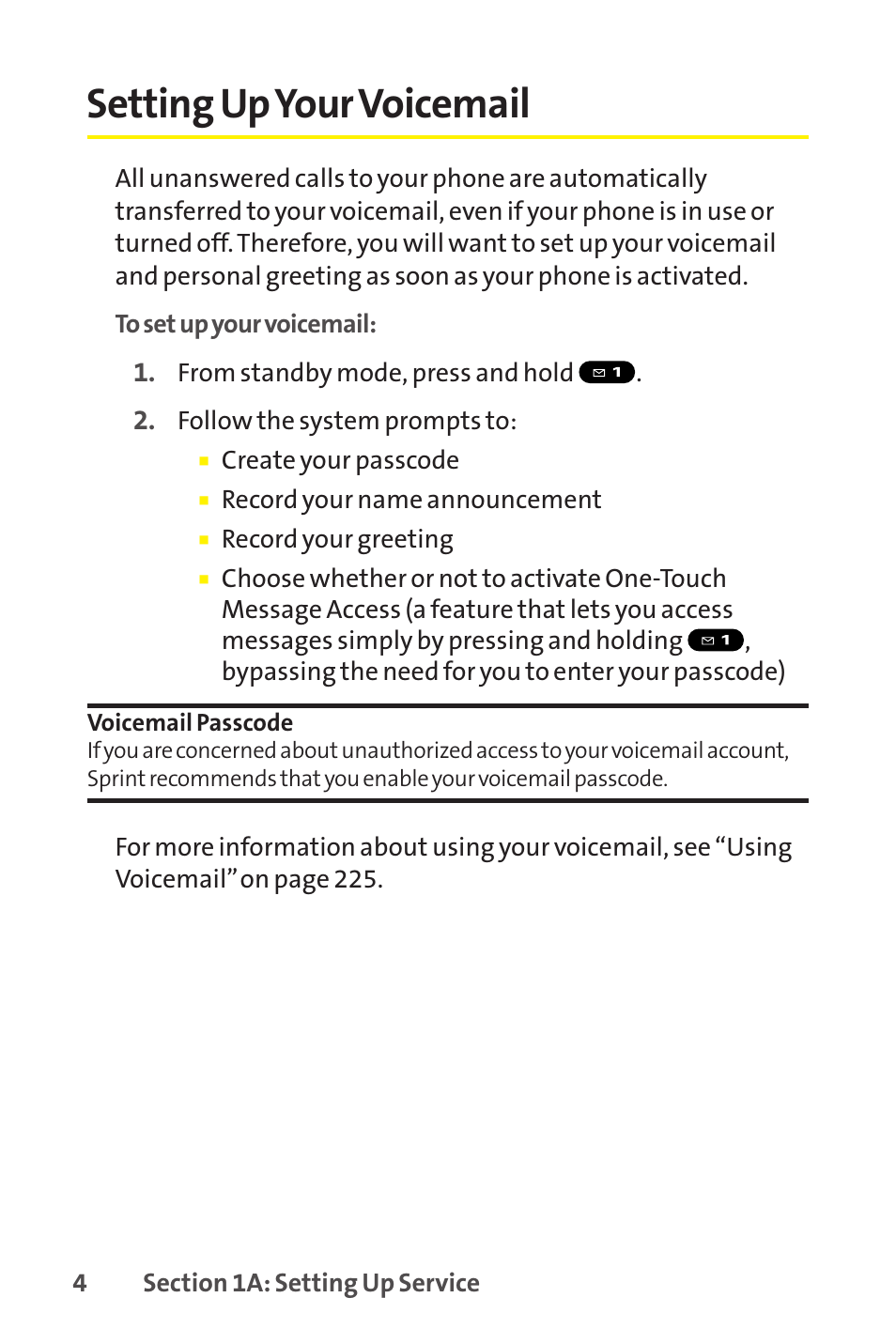 Setting up your voicemail | Sprint Nextel SCP-8400 User Manual | Page 20 / 282