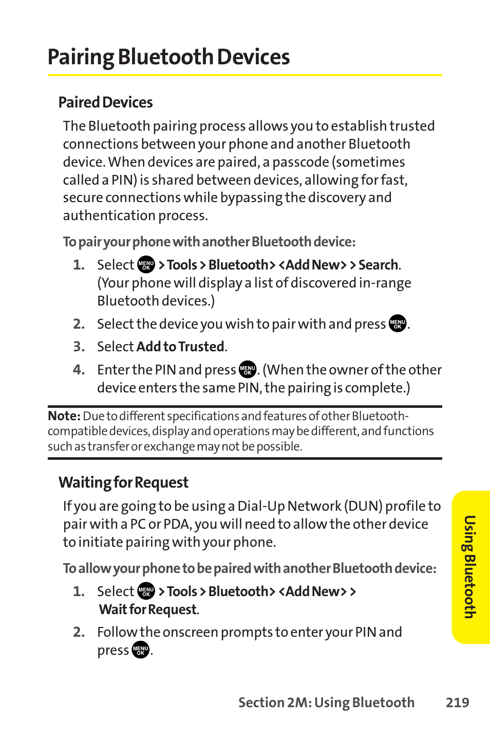 Pairing bluetooth devices | Sprint Nextel SCP-8400 User Manual | Page 235 / 282