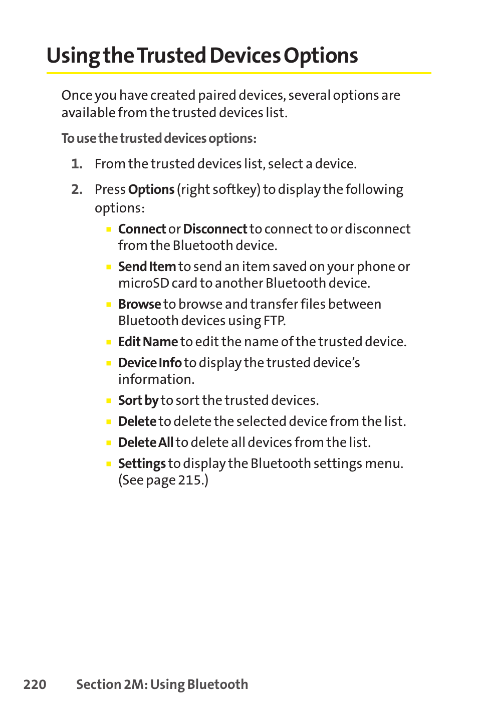 Using the trusted devices options | Sprint Nextel SCP-8400 User Manual | Page 236 / 282