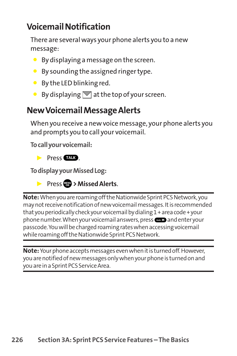 Voicemail notification, New voicemail message alerts | Sprint Nextel SCP-8400 User Manual | Page 242 / 282